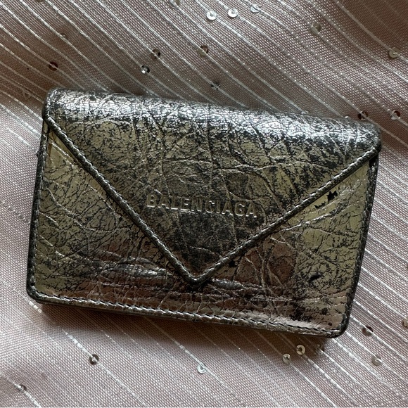 EUC Balenciaga Silver Leather Bifold Wallet Made in Italy - Picture 2 of 10